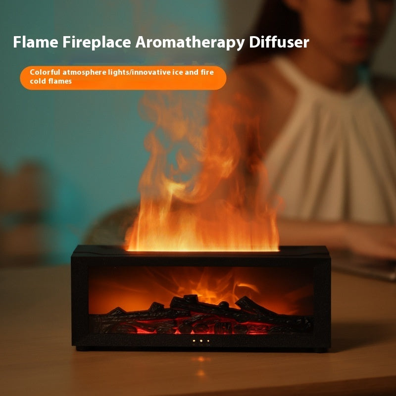 3D Flame Fireplace Humidifier & Aromatherapy Diffuser – 7 Color Ambient LED