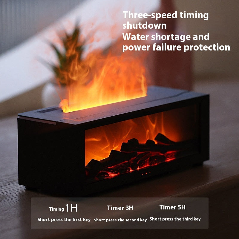 3D Flame Fireplace Humidifier & Aromatherapy Diffuser – 7 Color Ambient LED