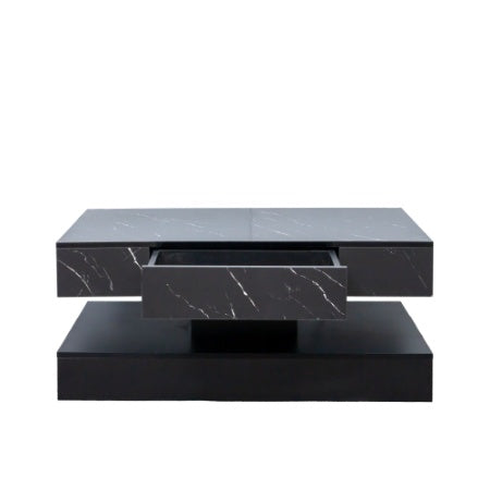 Lucid Glow Modern LED Coffee Table – High Gloss with Remote Control Storage