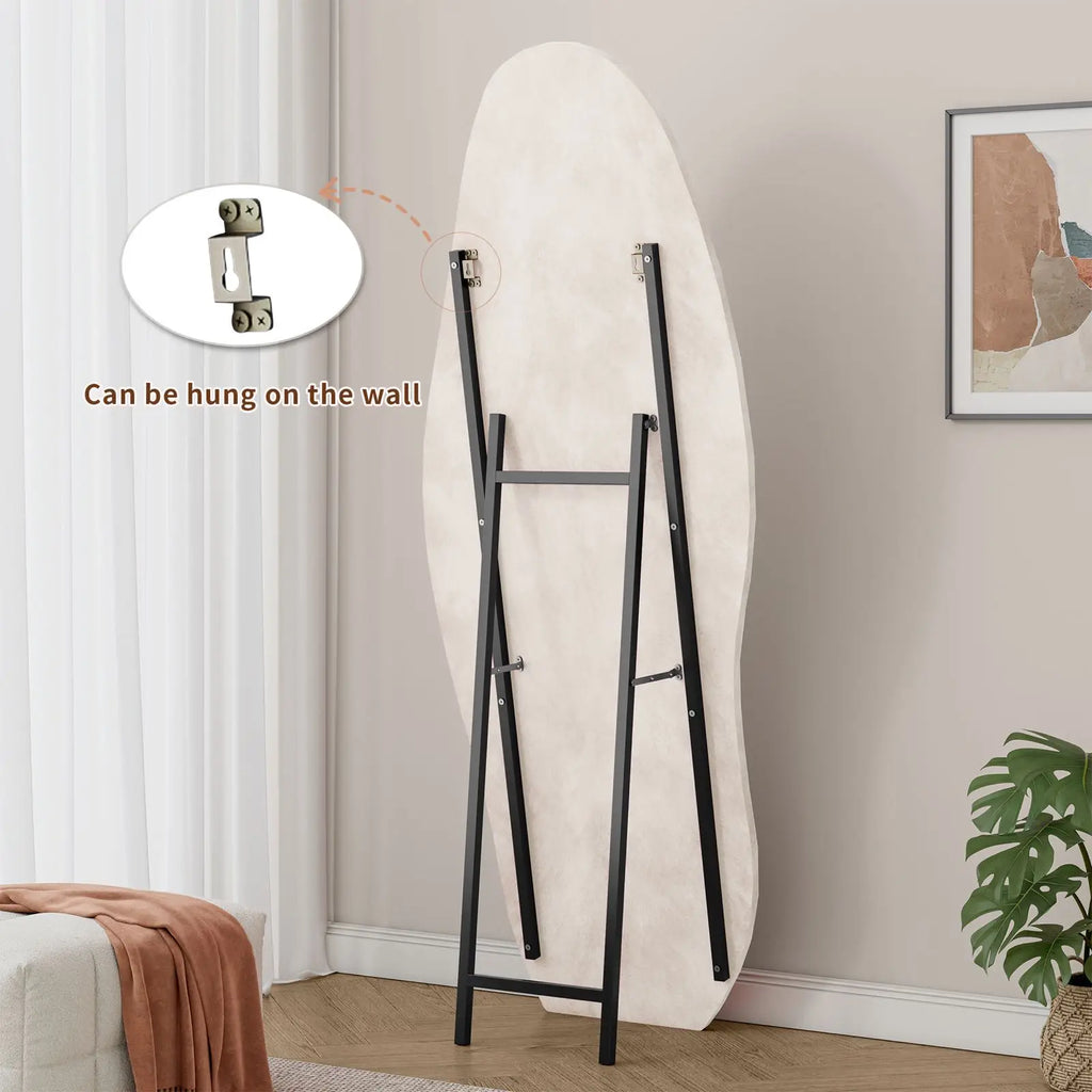 Aura Wavy Velvet-Wrapped Full-Length Floor Mirror