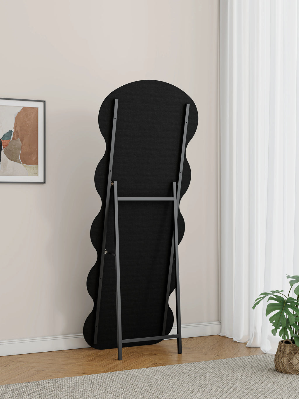 Aura Wavy Flannel-Wrapped Full-Length Floor Mirror