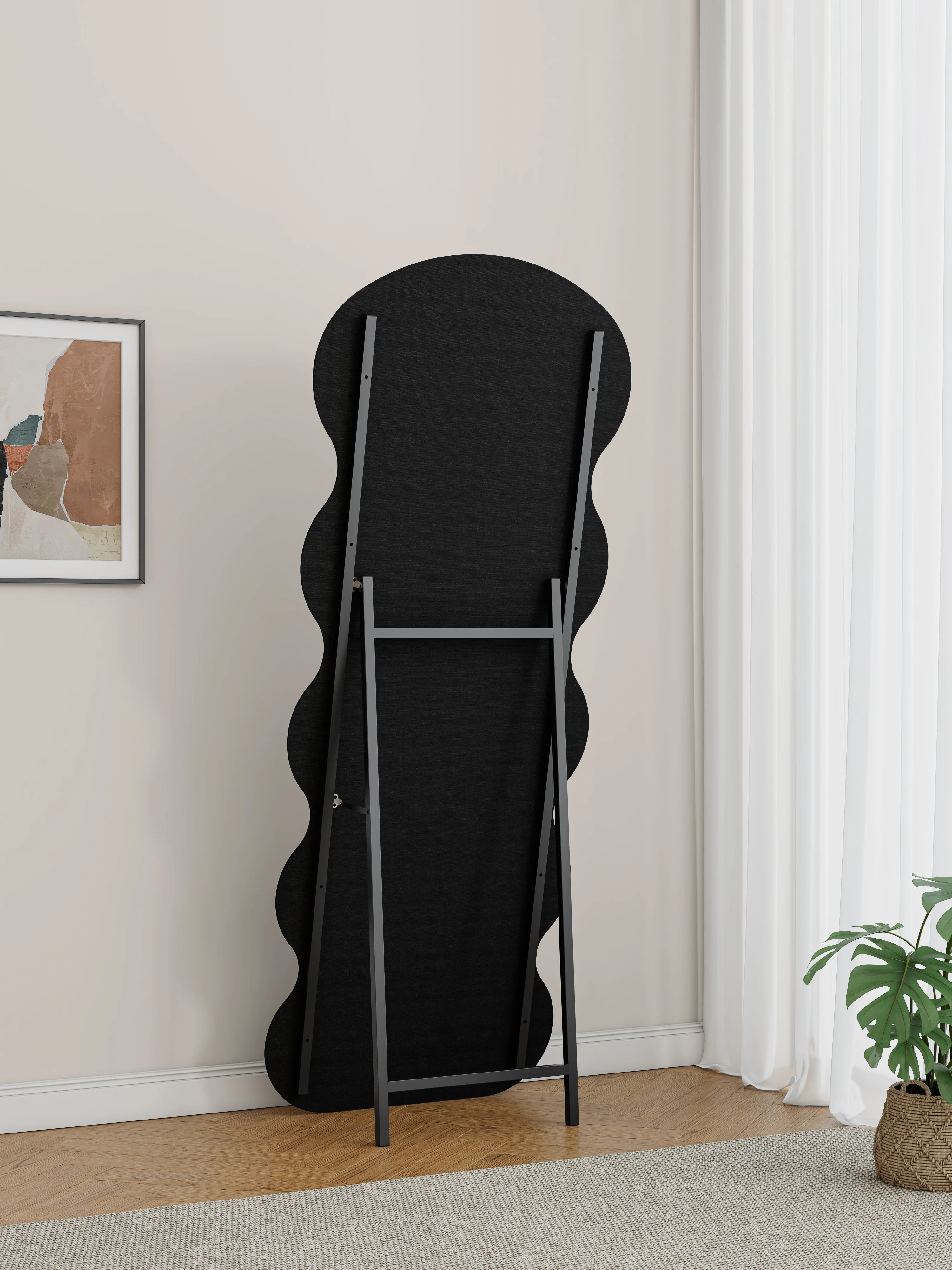 Aura Wavy Flannel-Wrapped Full-Length Floor Mirror