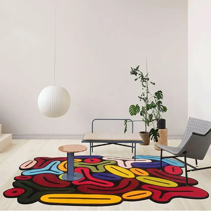 Aura Abstract Geometric Tufted Art Rug – Premium Wool Texture