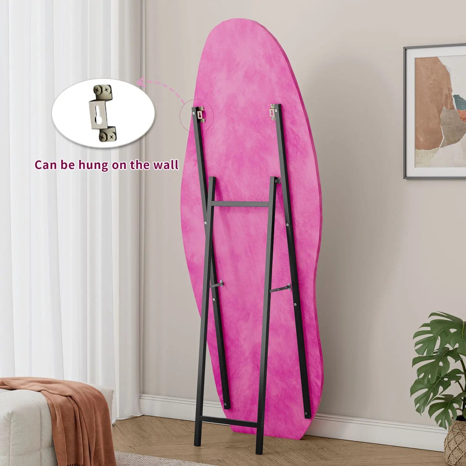 Aura Wavy Velvet-Wrapped Full-Length Floor Mirror
