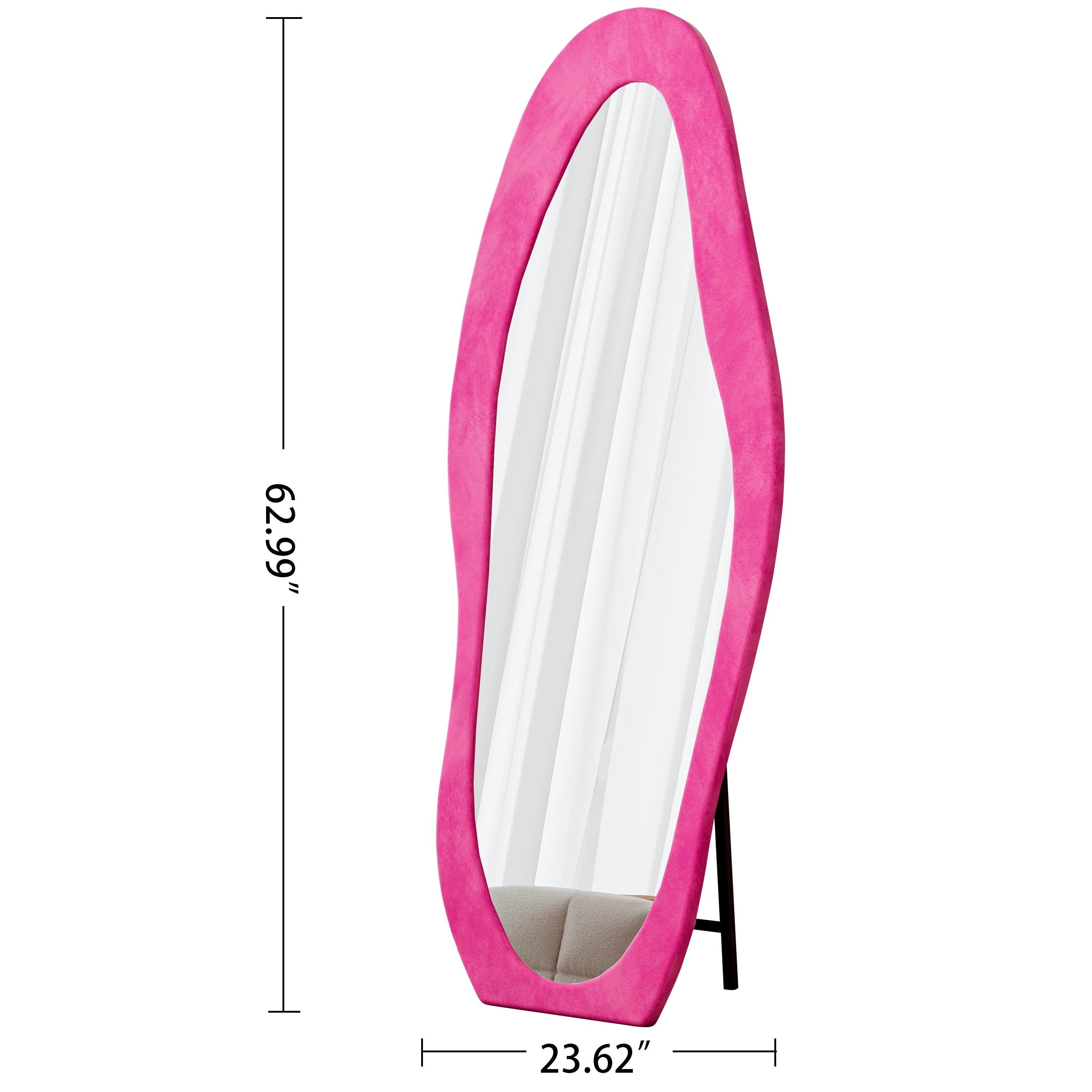 Aura Wavy Velvet-Wrapped Full-Length Floor Mirror