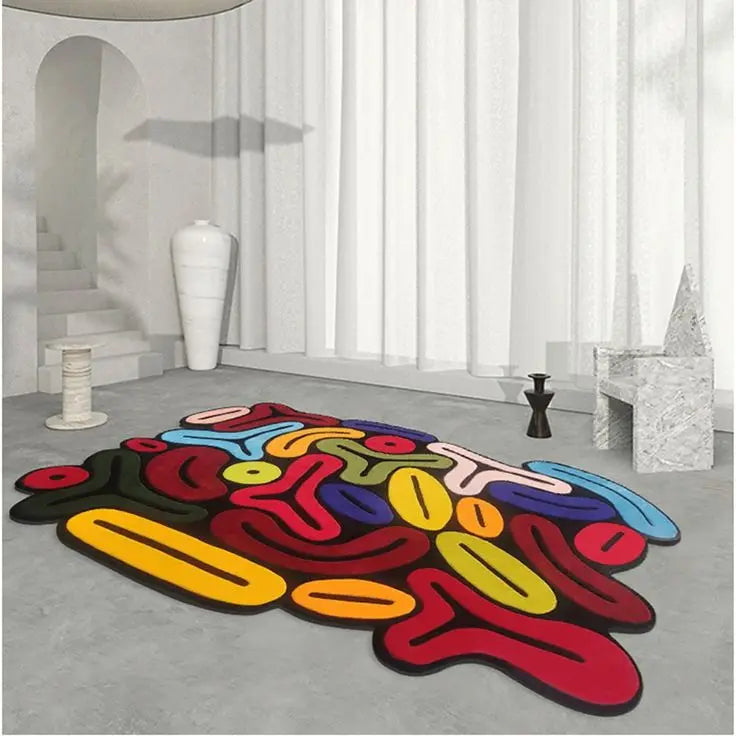 Aura Abstract Geometric Tufted Art Rug – Premium Wool Texture