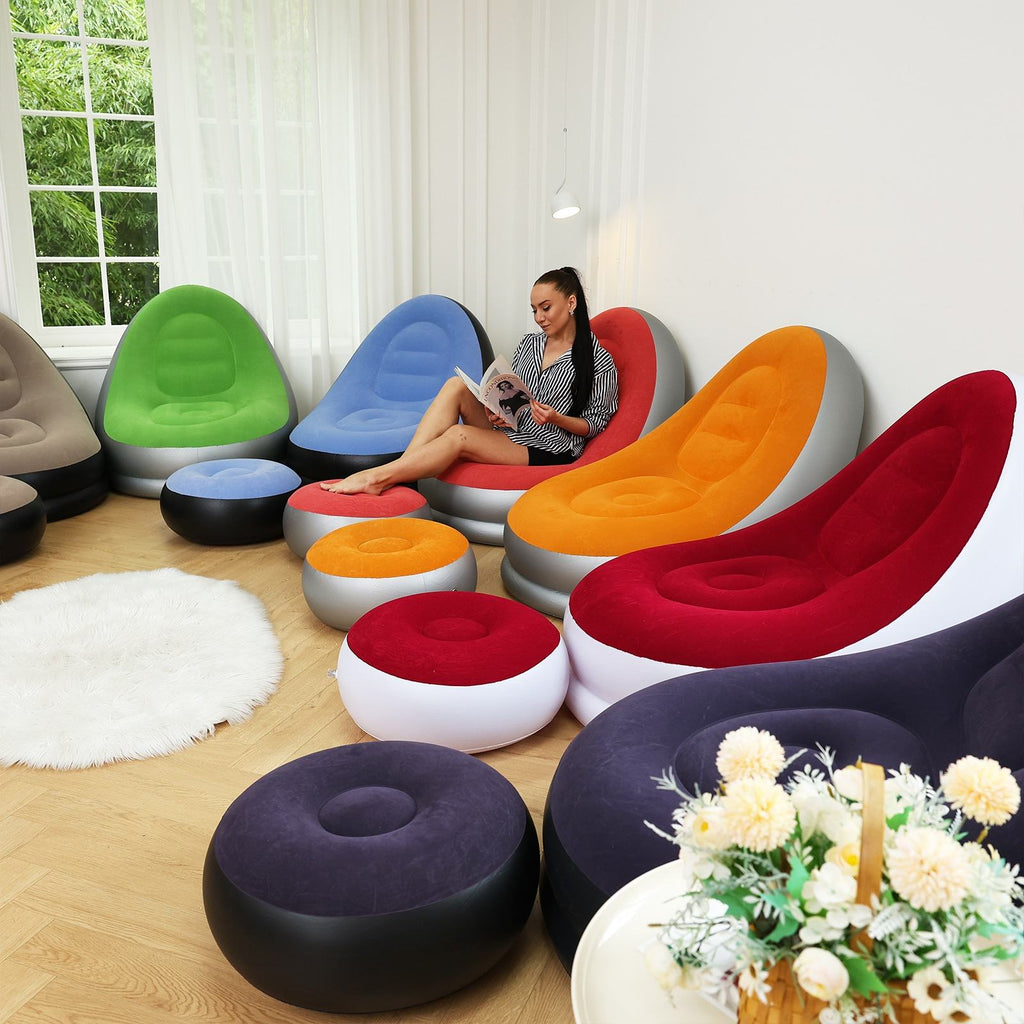 CloudComfort Inflatable Lounger & Ottoman Set
