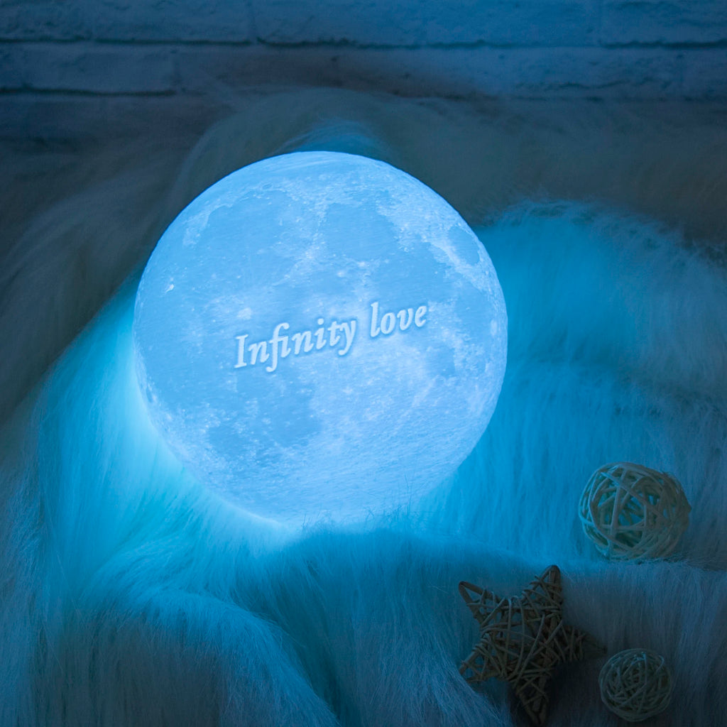 Custom 3D Photo Moon Lamp – Personalized Night Light with Wood Stand