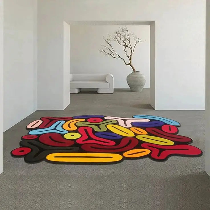 Aura Abstract Geometric Tufted Art Rug – Premium Wool Texture