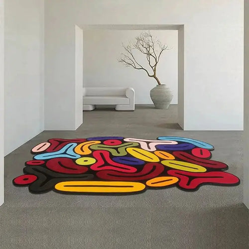 Aura Abstract Geometric Tufted Art Rug – Premium Wool Texture