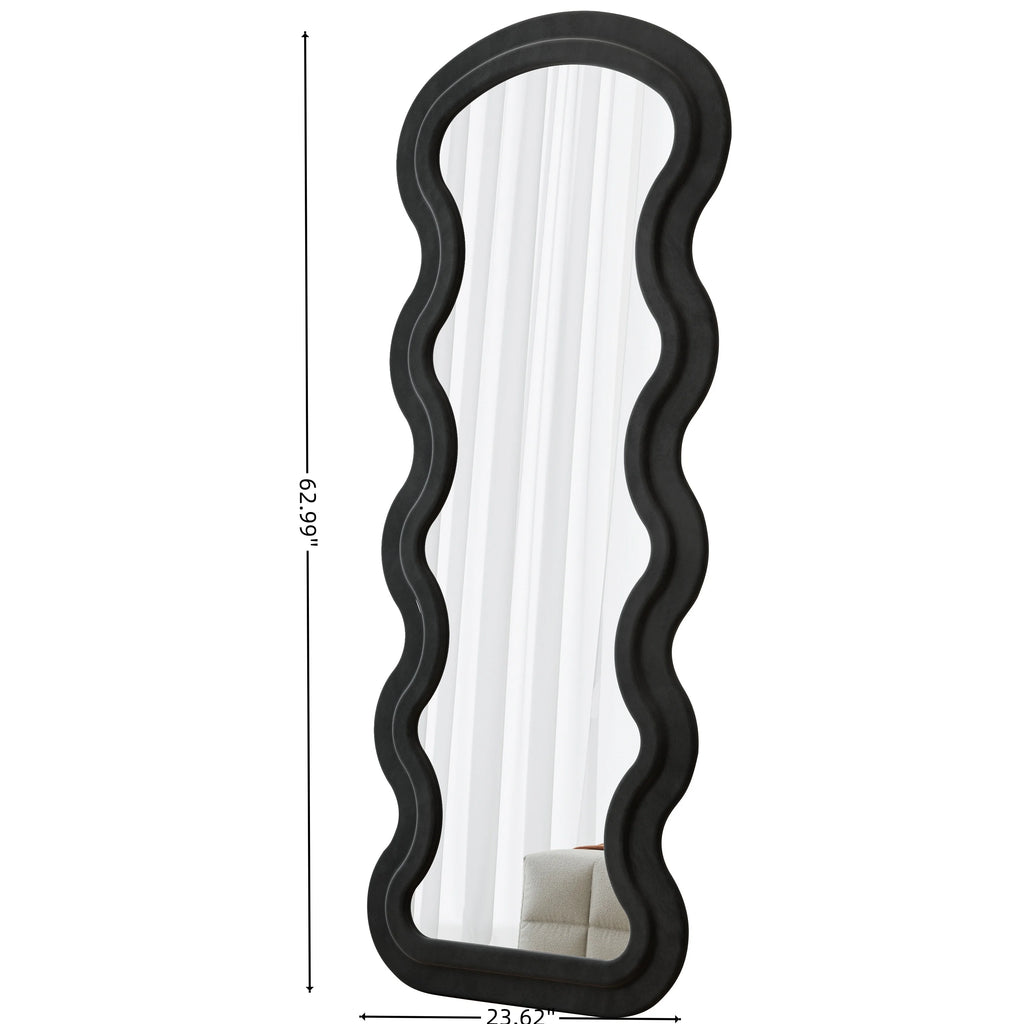 Aura Wavy Flannel-Wrapped Full-Length Floor Mirror
