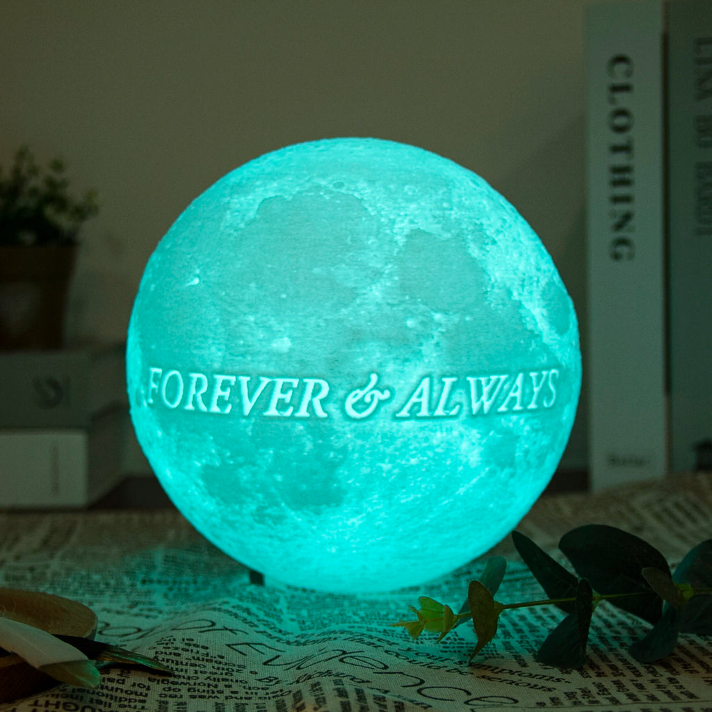 Custom 3D Photo Moon Lamp – Personalized Night Light with Wood Stand