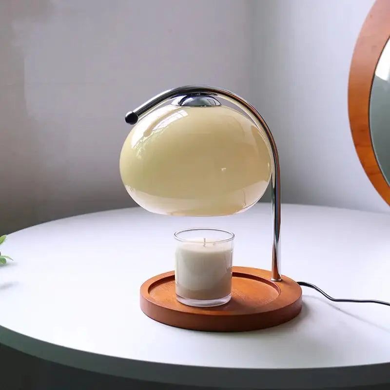 Retro Glass Candle Warmer Lamp – Dimmable Aromatherapy Table Lamp