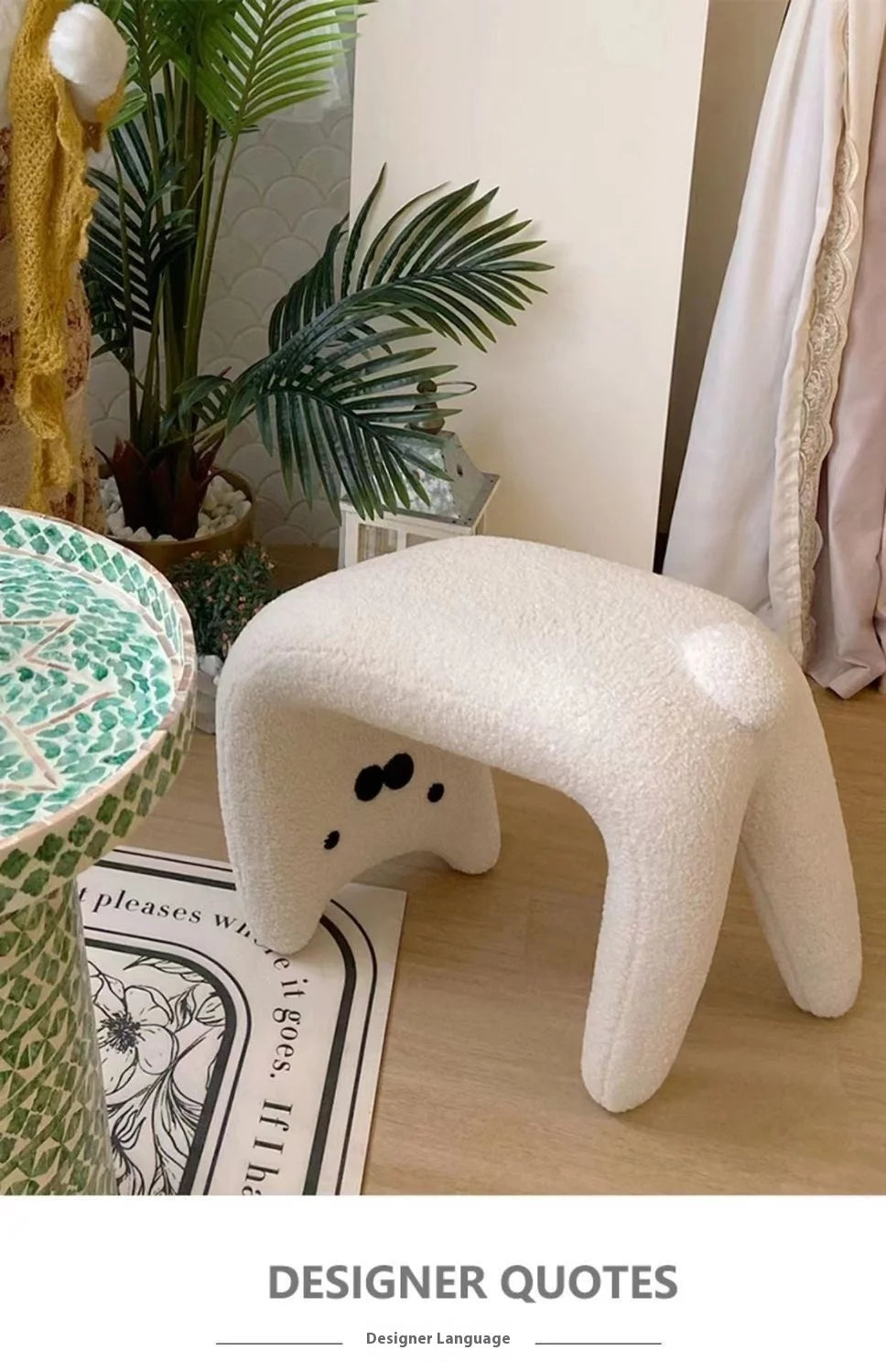 "The Meow Stool" – Plush Cat-Ear Vanity Chair