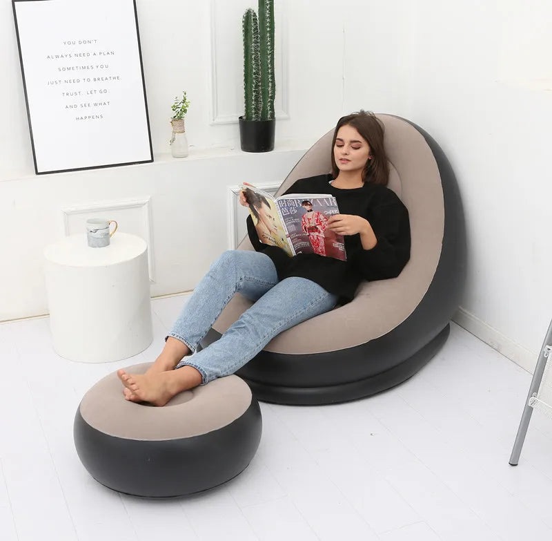 CloudComfort Inflatable Lounger & Ottoman Set