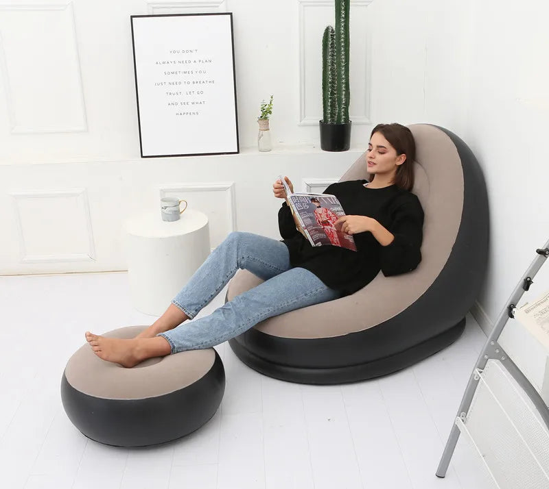 CloudComfort Inflatable Lounger & Ottoman Set