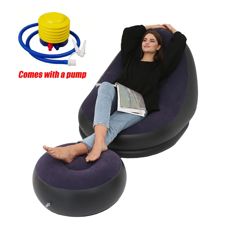 CloudComfort Inflatable Lounger & Ottoman Set