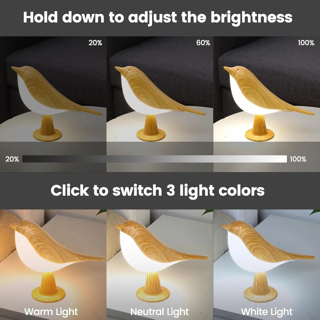 Lucent Bird Art Deco Touch Lamp - Cordless & Dimmable