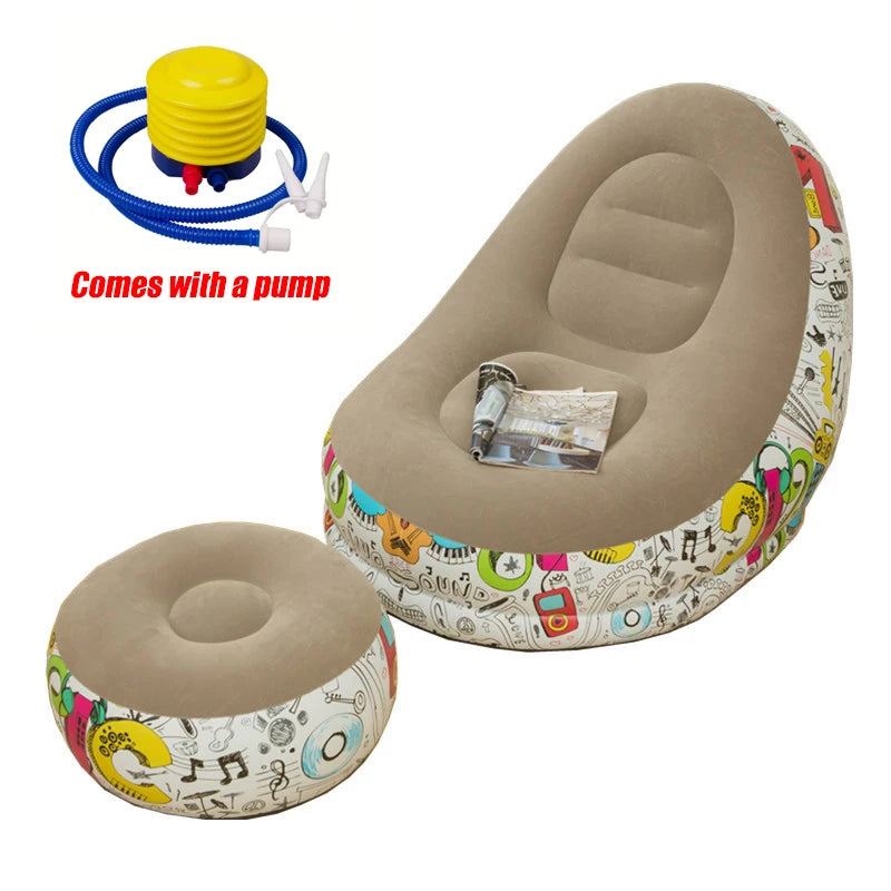 CloudComfort Inflatable Lounger & Ottoman Set