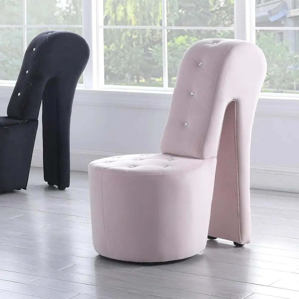 Luxe Velvet High Heel Accent Chair with Crystal Button Tufting