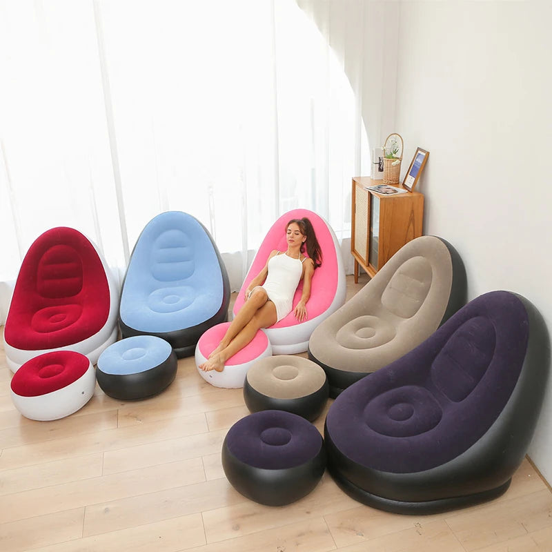 CloudComfort Inflatable Lounger & Ottoman Set