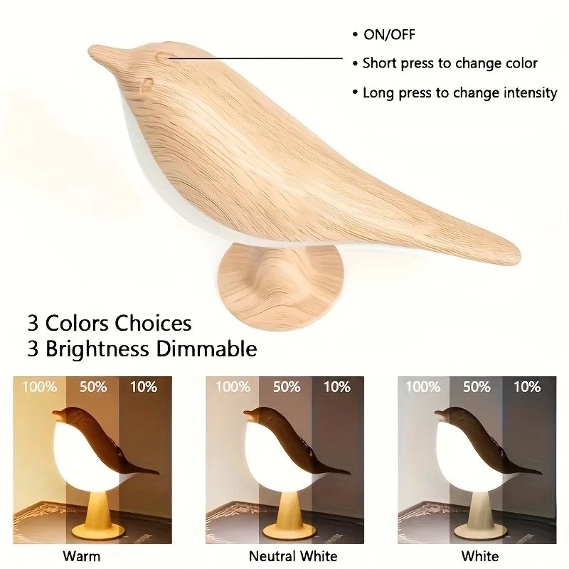 Lucent Bird Art Deco Touch Lamp - Cordless & Dimmable