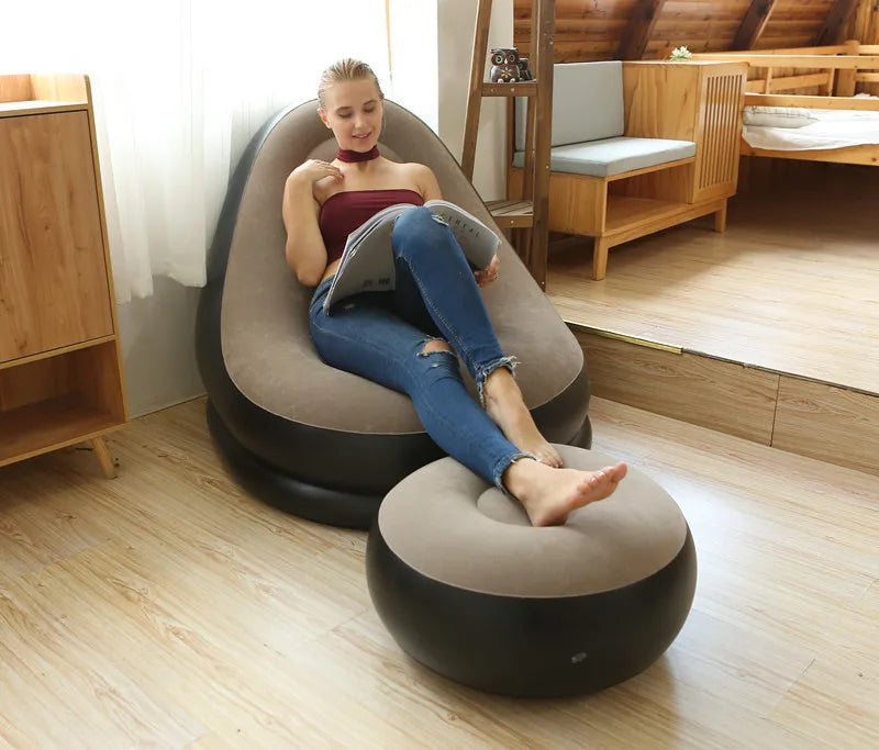 CloudComfort Inflatable Lounger & Ottoman Set
