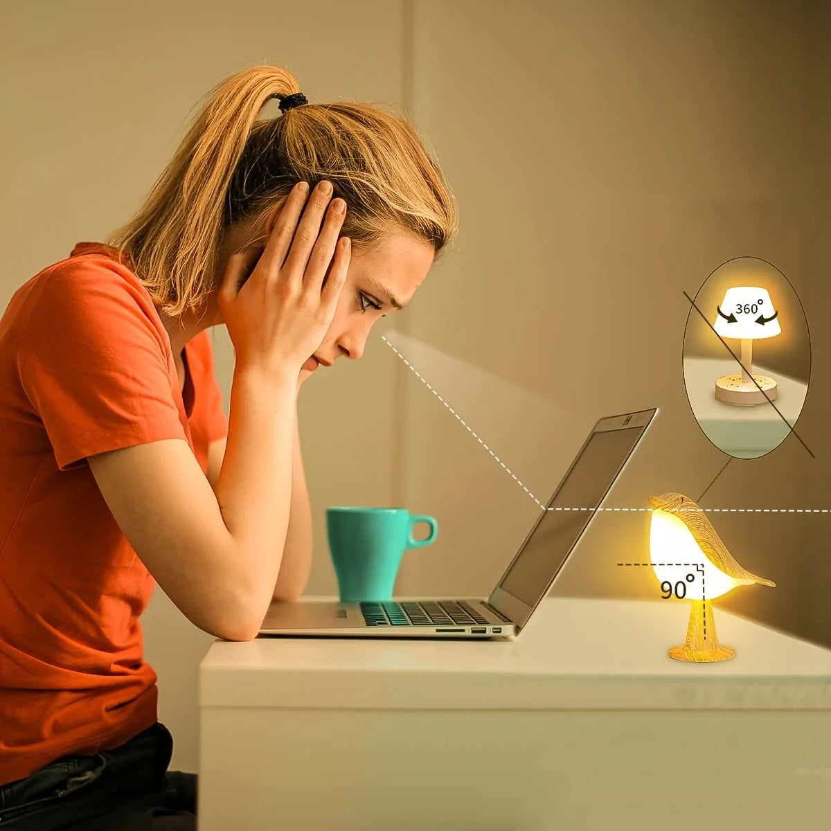 Lucent Bird Art Deco Touch Lamp - Cordless & Dimmable