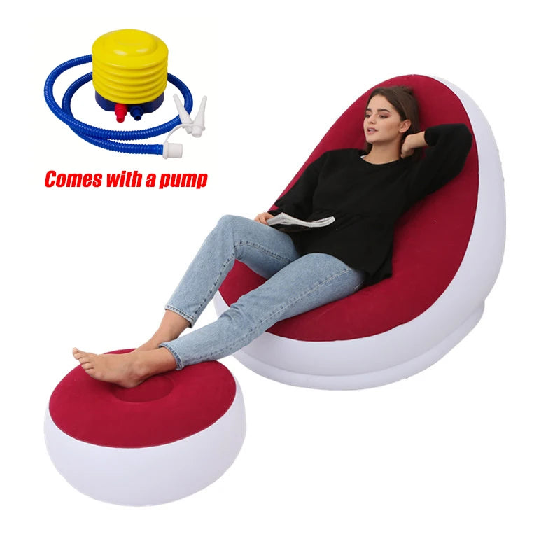 CloudComfort Inflatable Lounger & Ottoman Set