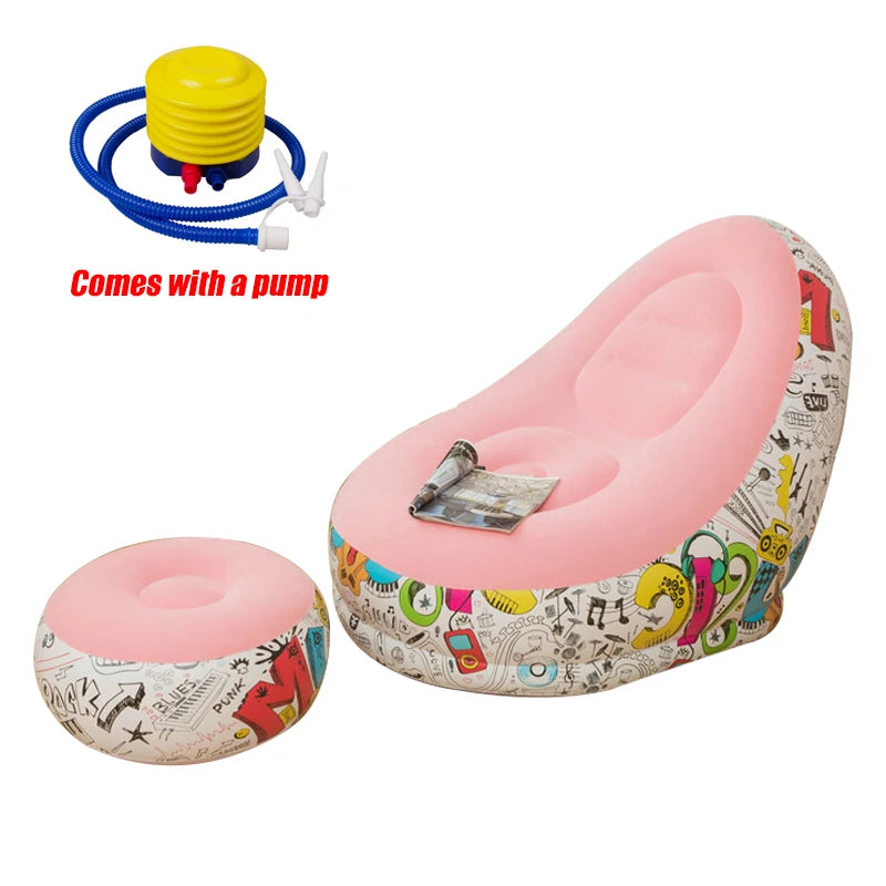 CloudComfort Inflatable Lounger & Ottoman Set