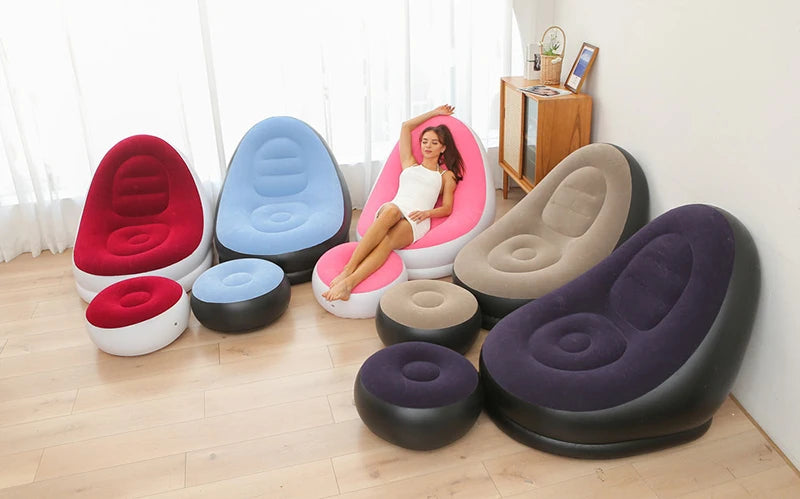 CloudComfort Inflatable Lounger & Ottoman Set