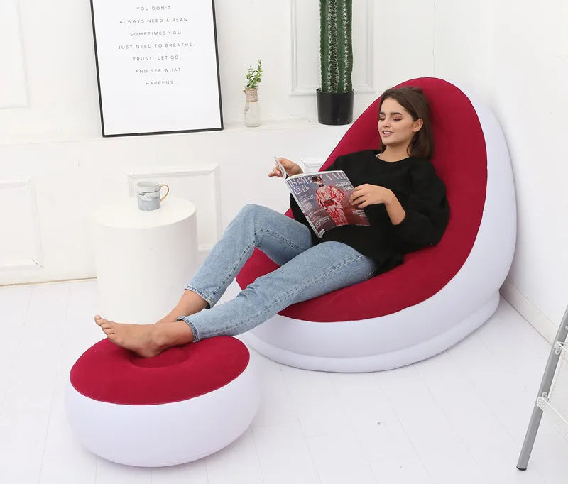 CloudComfort Inflatable Lounger & Ottoman Set