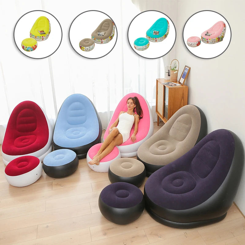 CloudComfort Inflatable Lounger & Ottoman Set