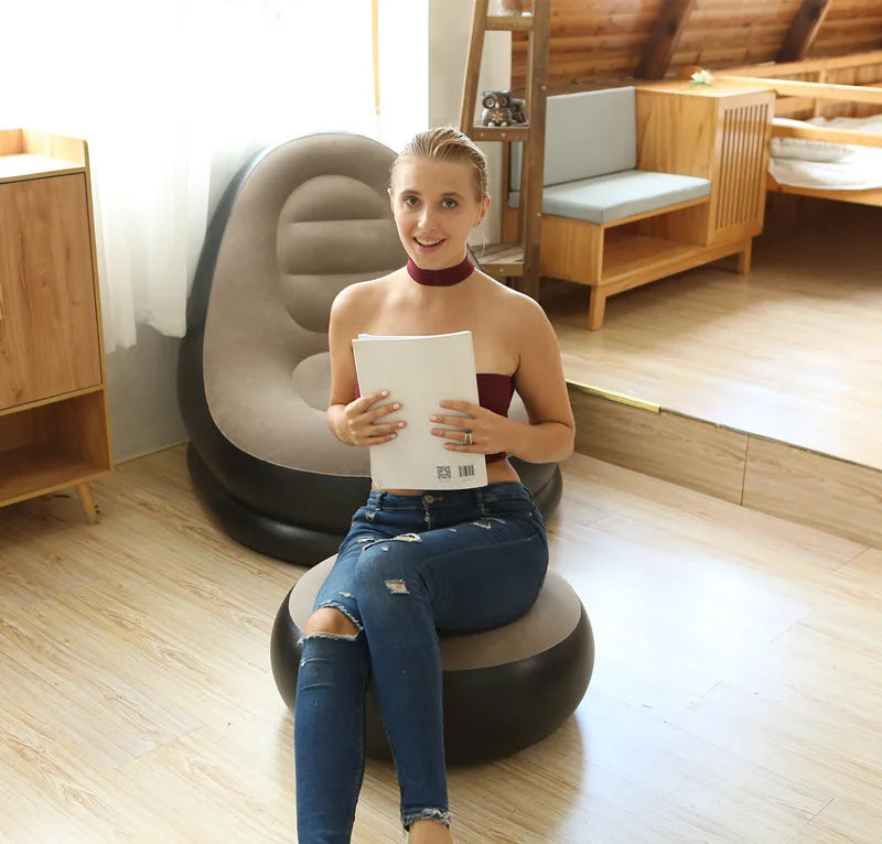 CloudComfort Inflatable Lounger & Ottoman Set