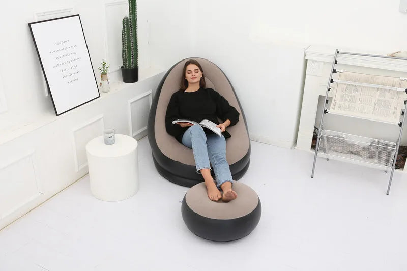 CloudComfort Inflatable Lounger & Ottoman Set