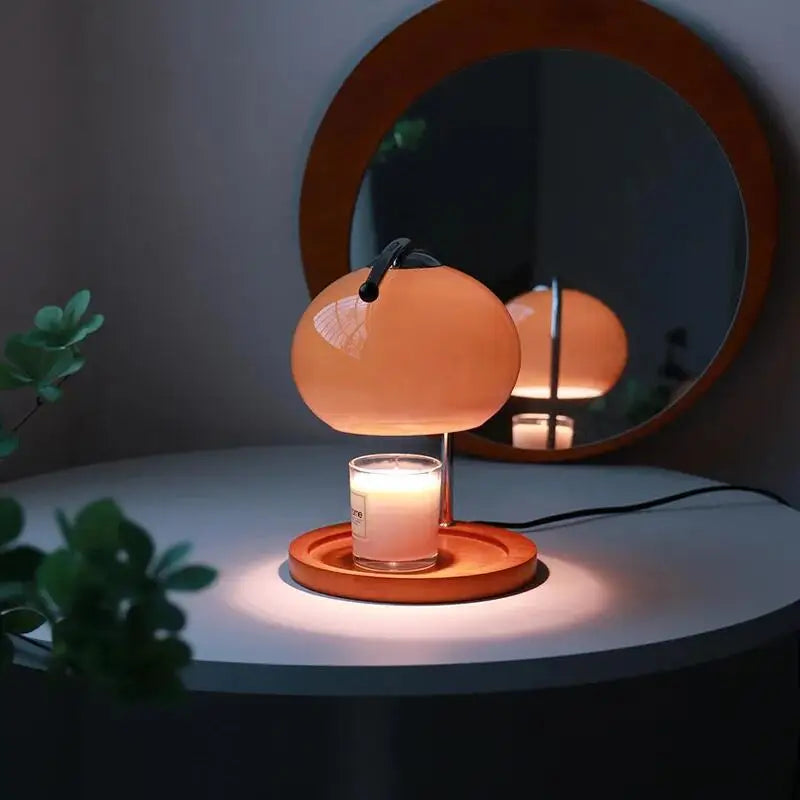 Retro Glass Candle Warmer Lamp – Dimmable Aromatherapy Table Lamp