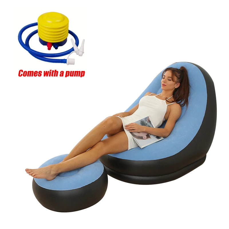 CloudComfort Inflatable Lounger & Ottoman Set