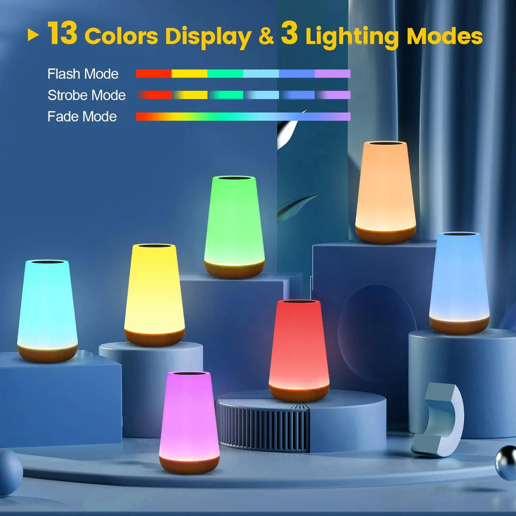 Aura Portable RGB Touch Lamp – 13 Colors & Remote Control