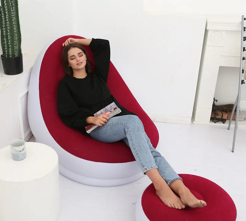 CloudComfort Inflatable Lounger & Ottoman Set