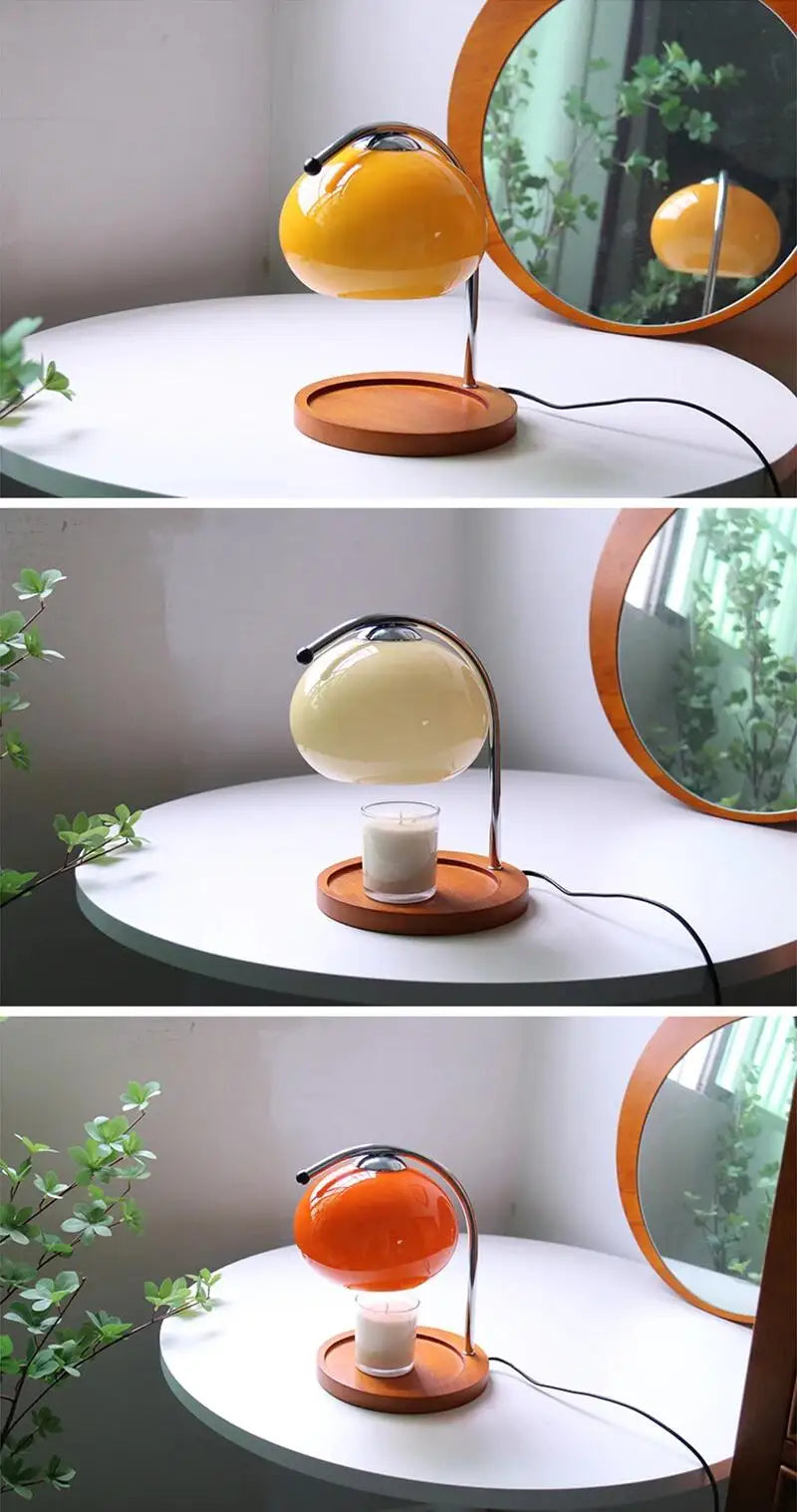 Retro Glass Candle Warmer Lamp – Dimmable Aromatherapy Table Lamp