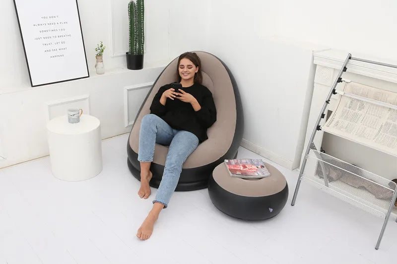 CloudComfort Inflatable Lounger & Ottoman Set