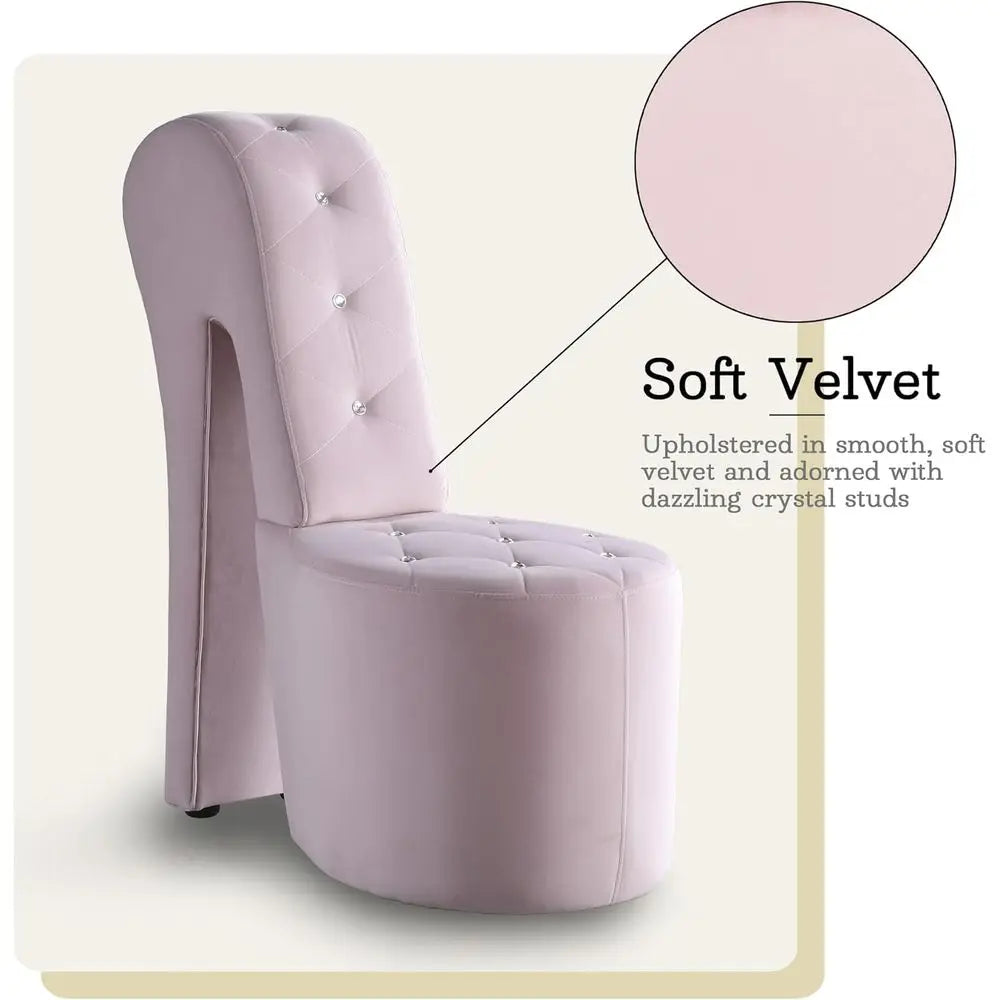 Luxe Velvet High Heel Accent Chair with Crystal Button Tufting