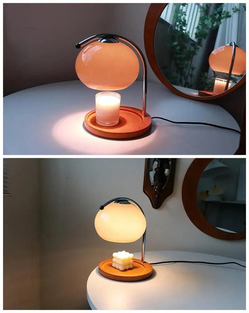 Retro Glass Candle Warmer Lamp – Dimmable Aromatherapy Table Lamp