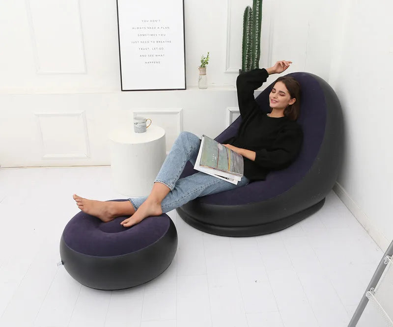 CloudComfort Inflatable Lounger & Ottoman Set