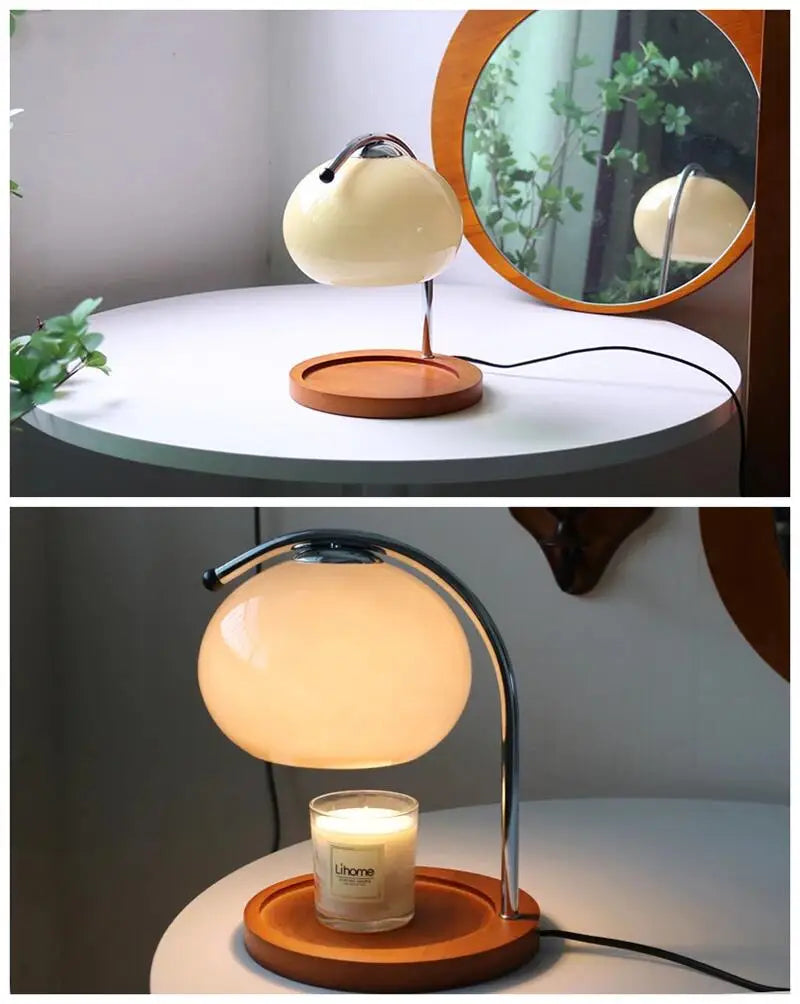 Retro Glass Candle Warmer Lamp – Dimmable Aromatherapy Table Lamp