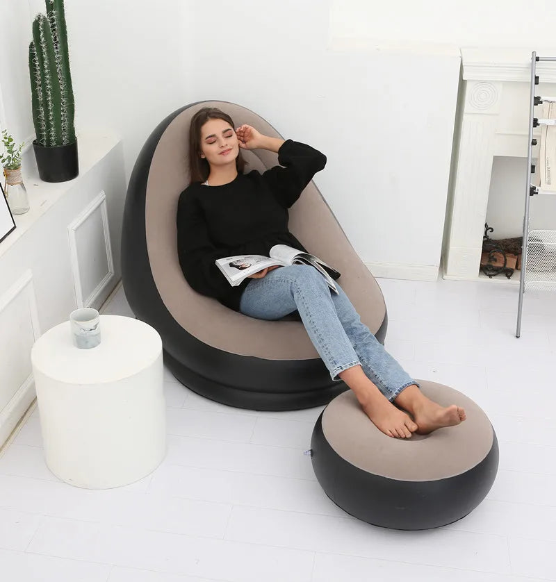 CloudComfort Inflatable Lounger & Ottoman Set