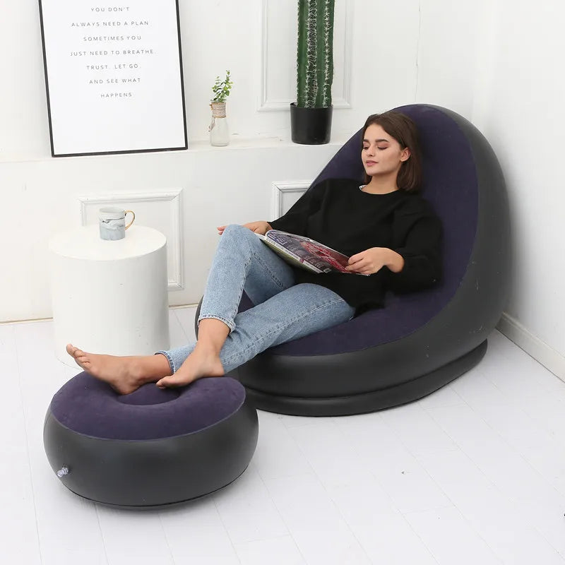 CloudComfort Inflatable Lounger & Ottoman Set