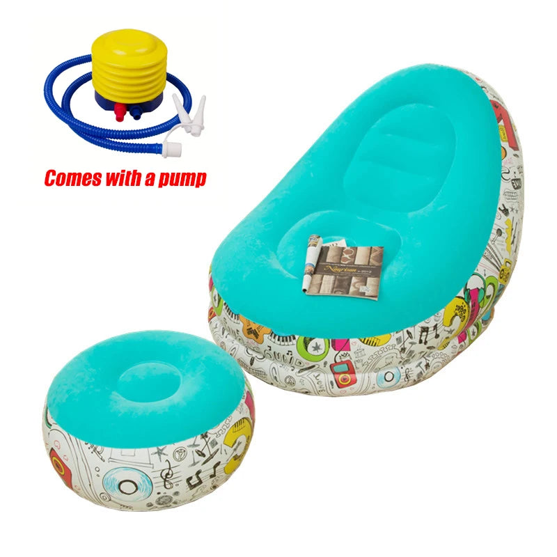 CloudComfort Inflatable Lounger & Ottoman Set