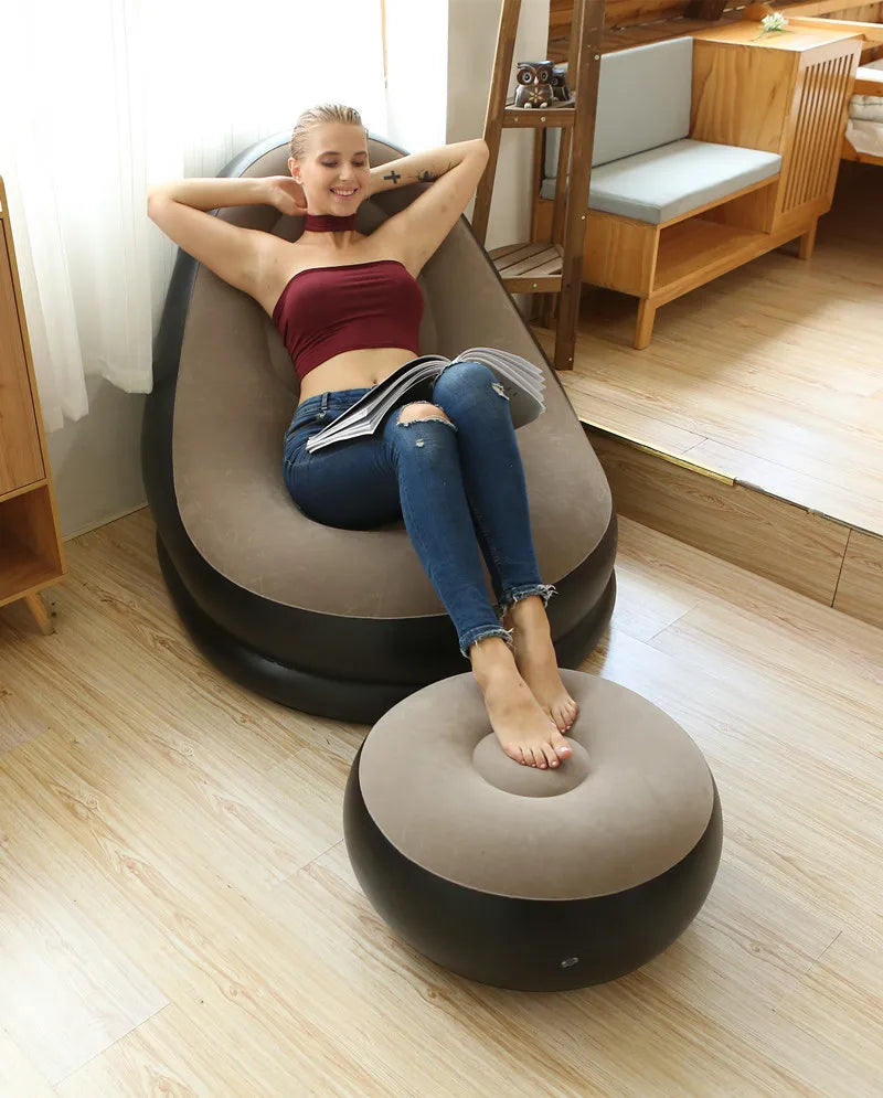 CloudComfort Inflatable Lounger & Ottoman Set