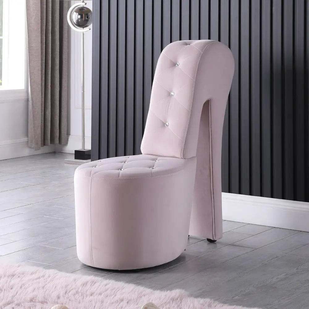 Luxe Velvet High Heel Accent Chair with Crystal Button Tufting